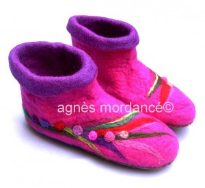 Chaussons laine feutrée Agnès Mordancé