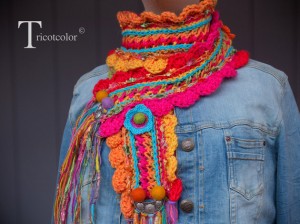 Echarpe tricotée et crochetée Tricotcolor