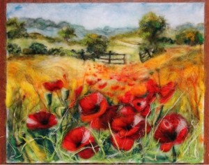 Coquelicots dans le champ en laine fautrée - Yana 777