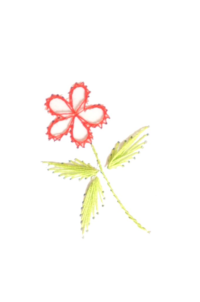 Broderie de fleur sur papier